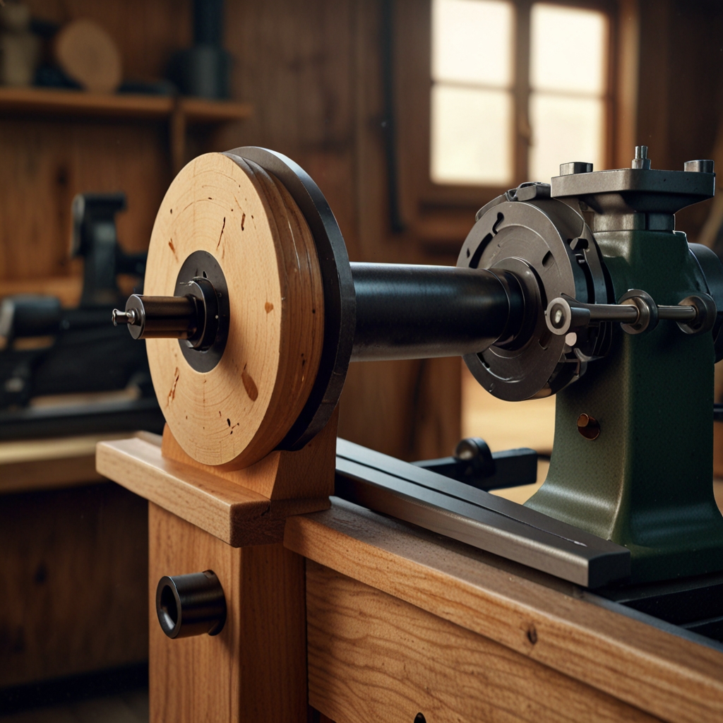 Beginner practices woodturning on a lathe