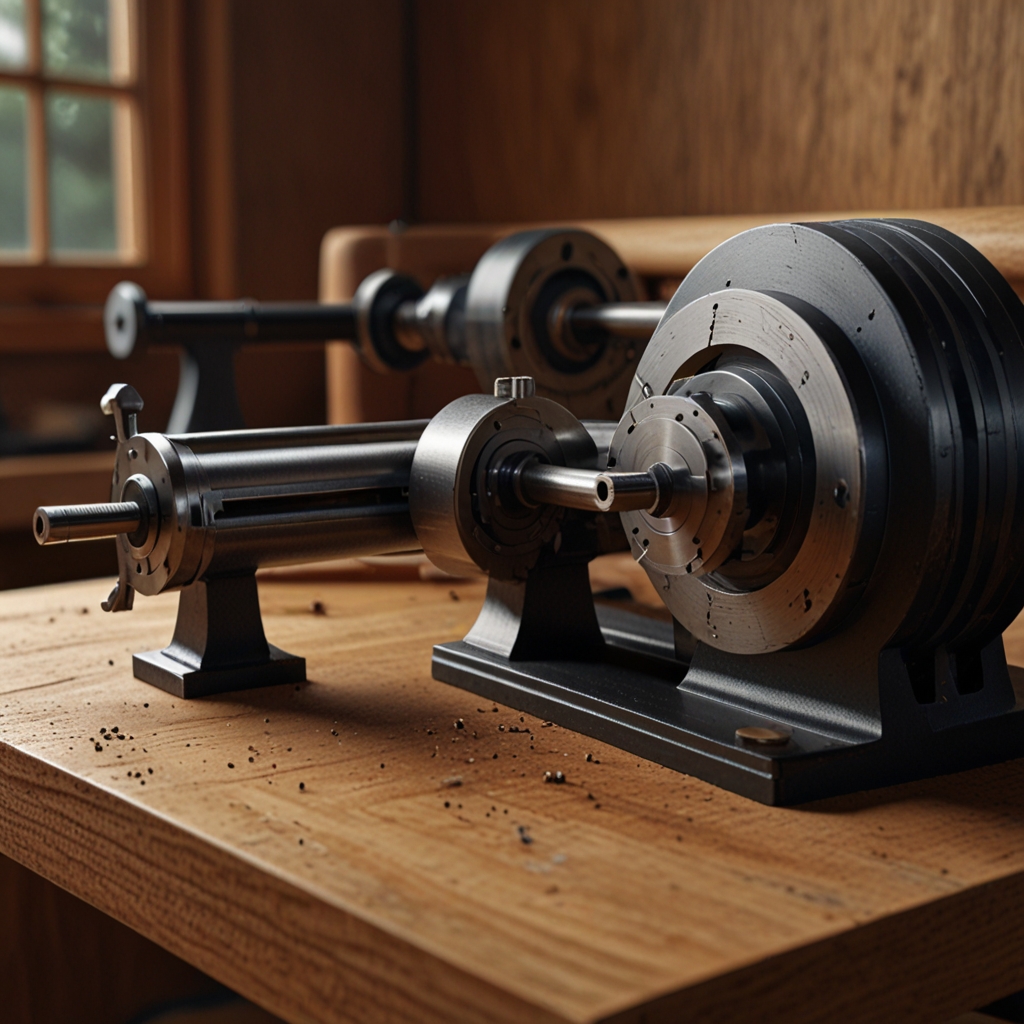 Man showcasing crafted spindles