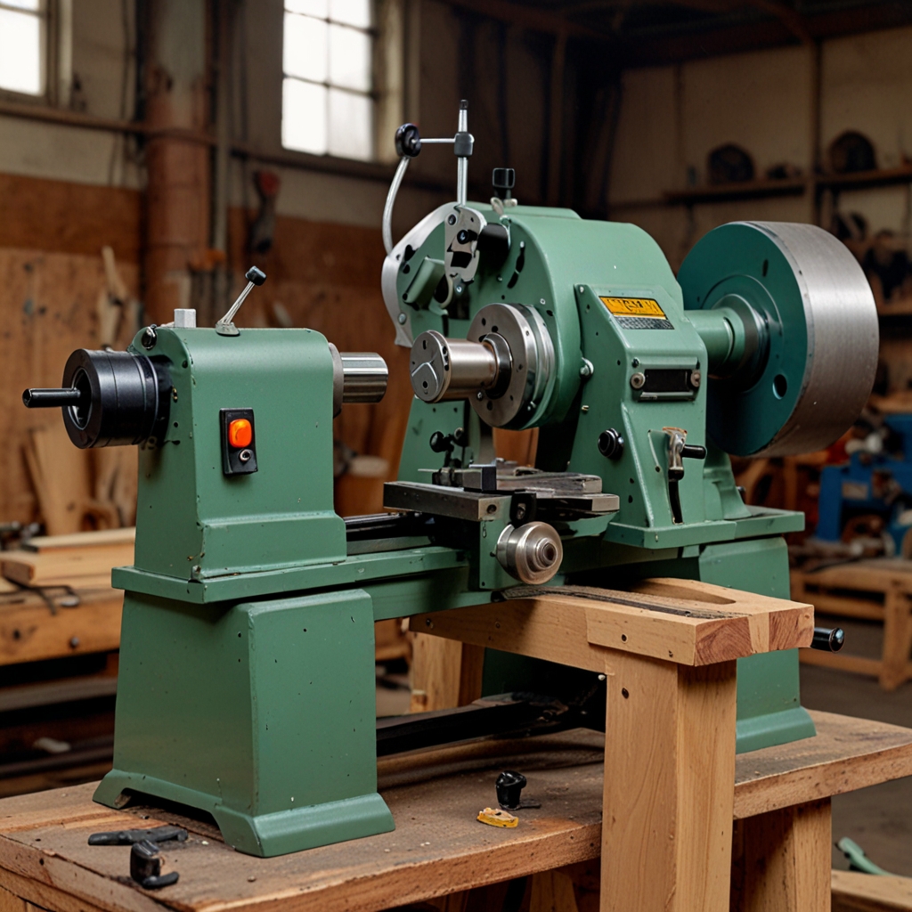 Craftsman shaping a wood piece on a lathe