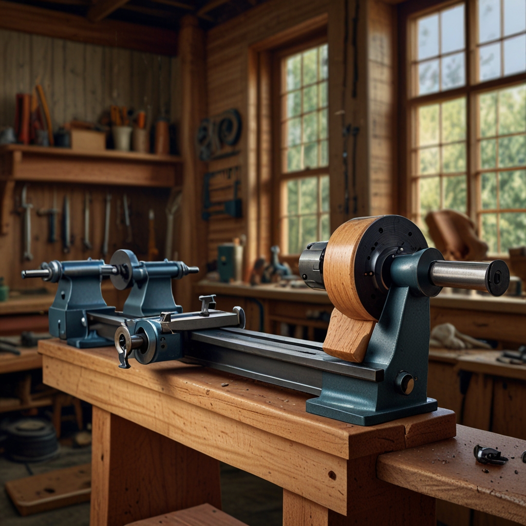 Fast setup on portable wood lathe