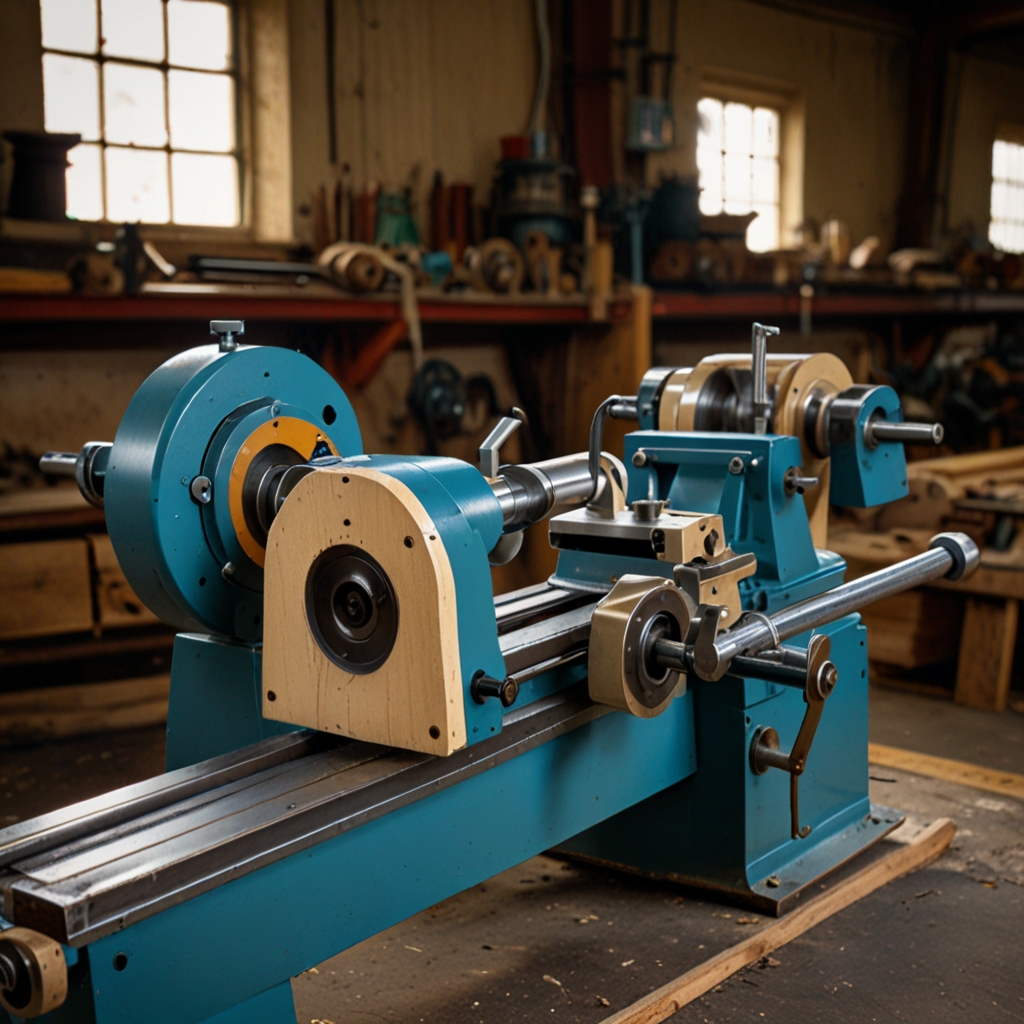 Grizzly Industrial G0694 wood lathe in workshop setting