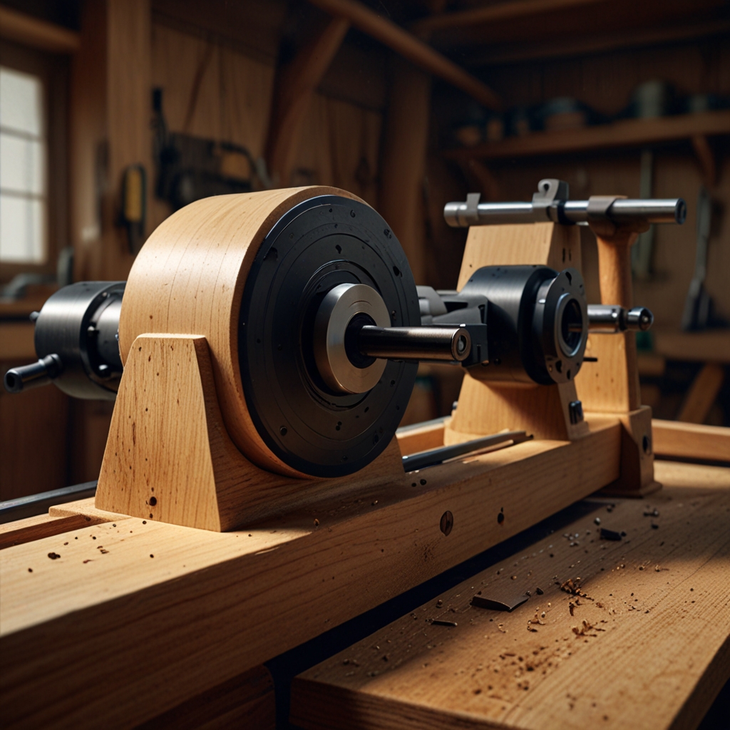 Close-up of lathe chuck