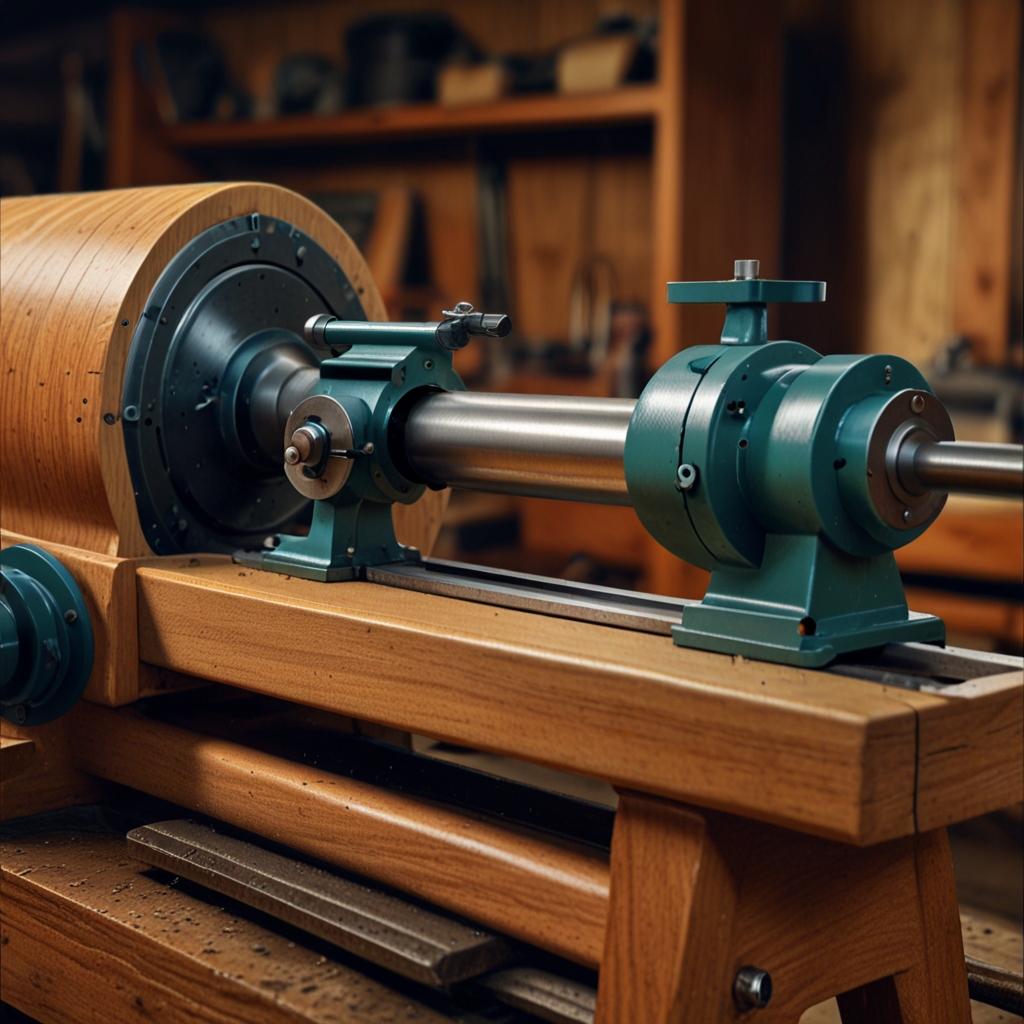 Craftsman using lathe tool with precision.