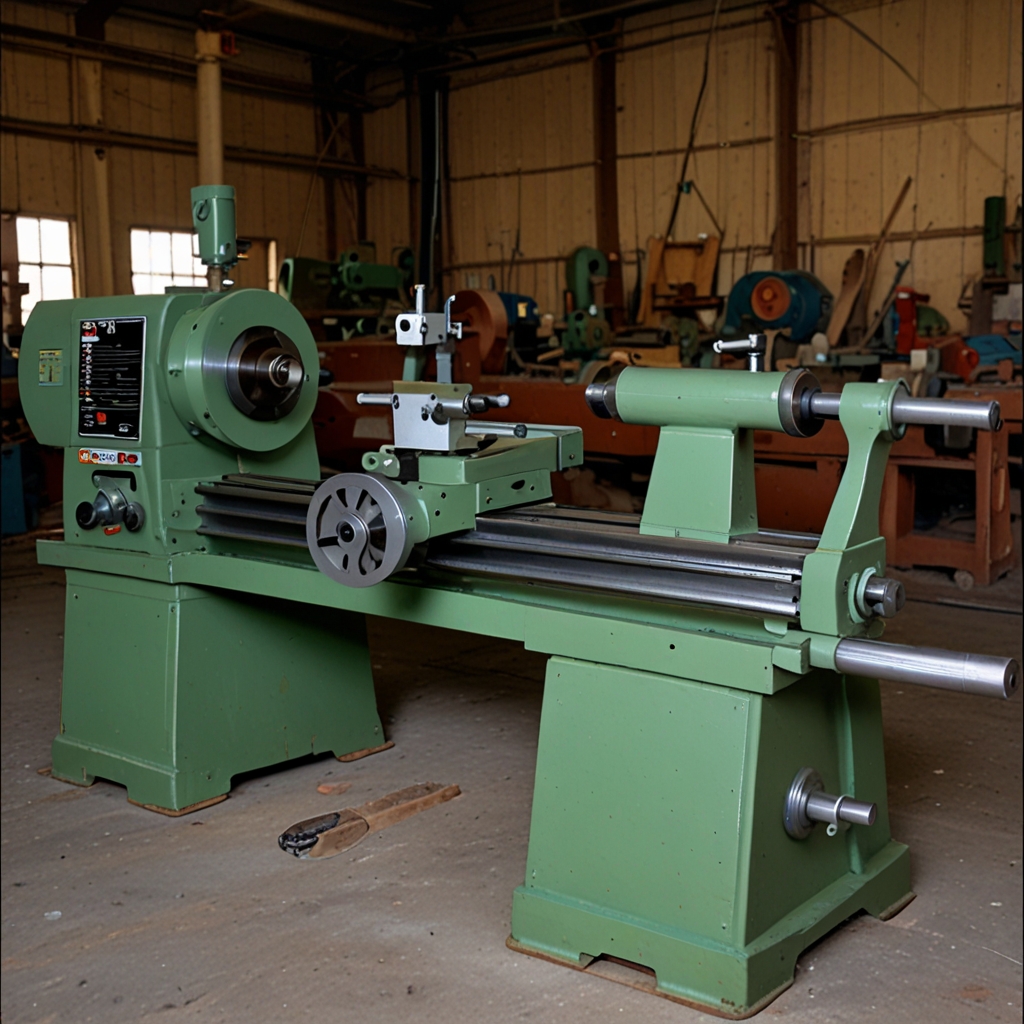 Detailed view of turning spindle on wood lathe